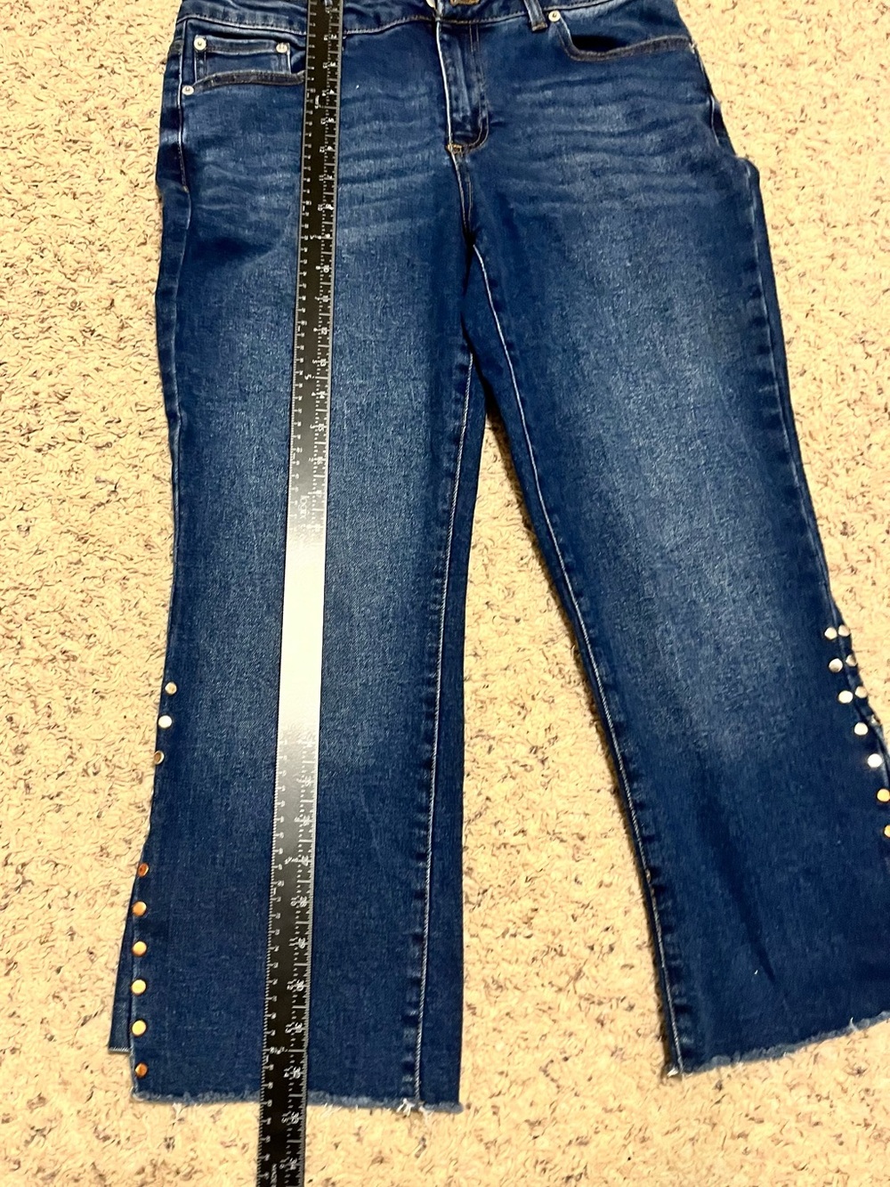 Cato Dark Blue Flare Jeans with Side Stud Accents - Picture 7 of 11